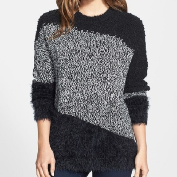 VINCE CAMUTO Sweaters - VINCE CAMUTO Blk/White Textured Intarsia Sweater